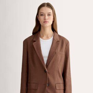 Everlane Women's Oversized Blazer in Stretch Linen in Cedarwood, Size 2